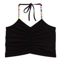 Ruched Front Beaded Halter Top